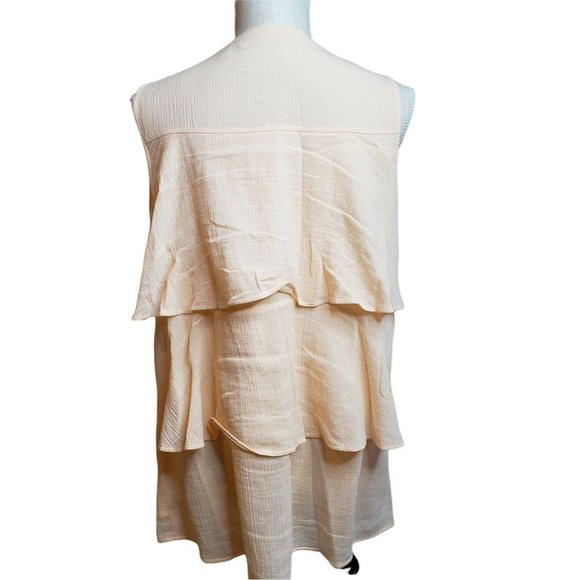 Soft Surroundings Sleeveless Womens Top, Ruffled Back, Peach, Sz M - Picture 3 of 8